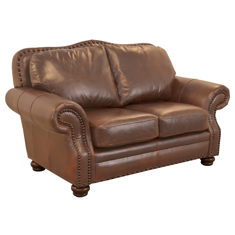 Parker Genuine Leather Loveseat With Nailhead Trim - Made in the U.S.A. - Coja