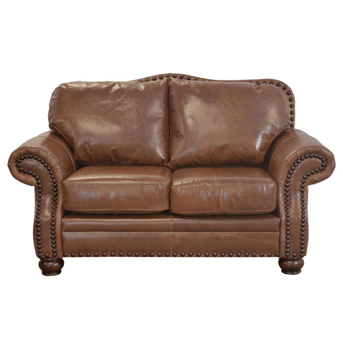 Parker Genuine Leather Loveseat With Nailhead Trim - Made in the U.S.A. - Coja