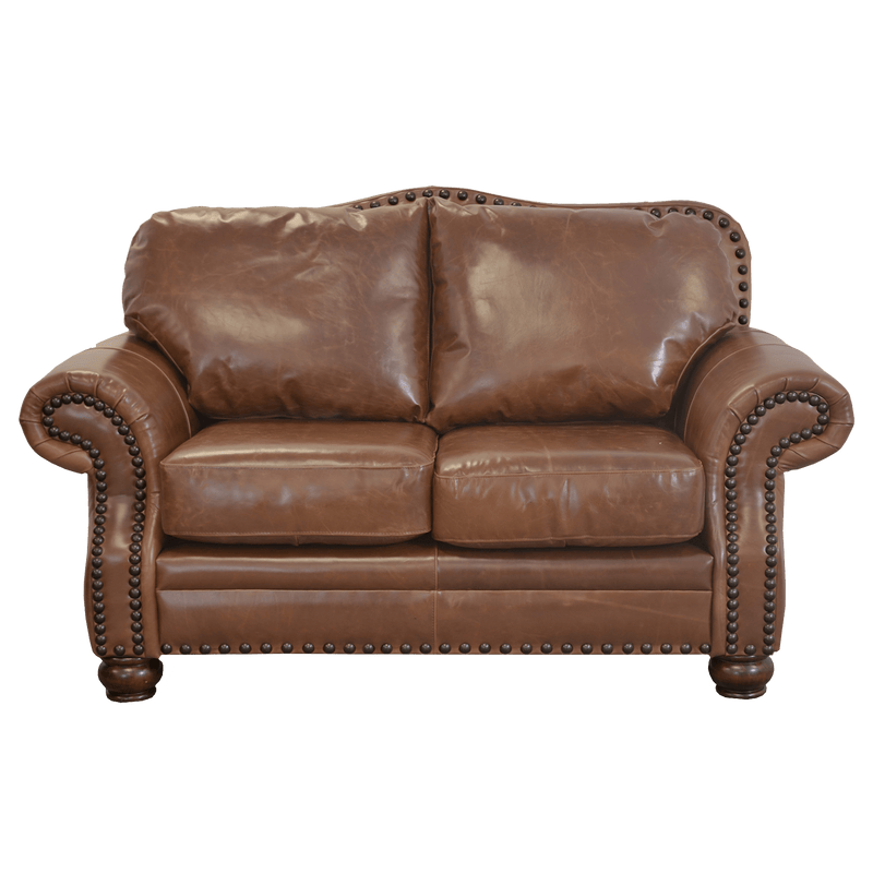 Parker Genuine Leather Loveseat With Nailhead Trim - Made in the U.S.A. - Coja