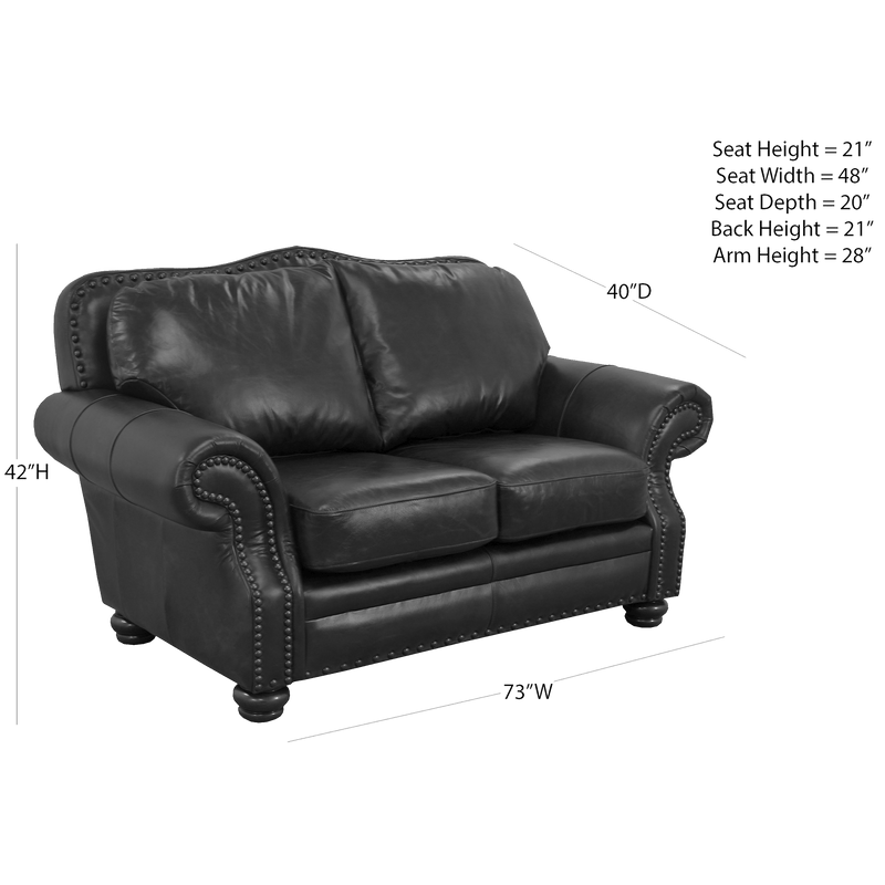 Parker Genuine Leather Loveseat With Nailhead Trim - Made in the U.S.A. - Coja