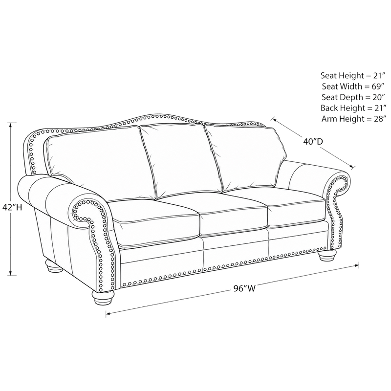 Parker Genuine Leather Sofa With Nailhead Trim - Made in the U.S.A. - Coja