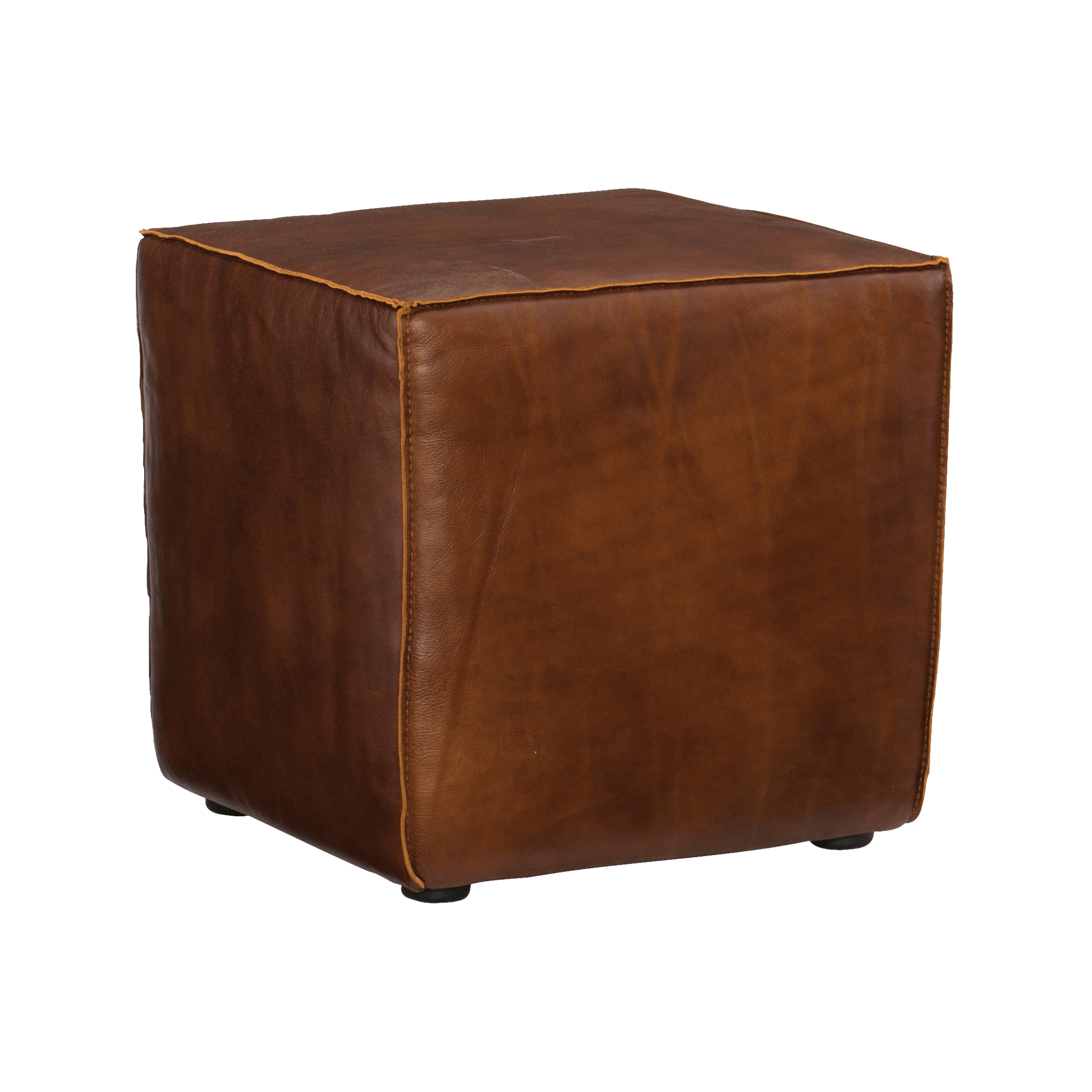 Quirino Leather Cube Ottoman