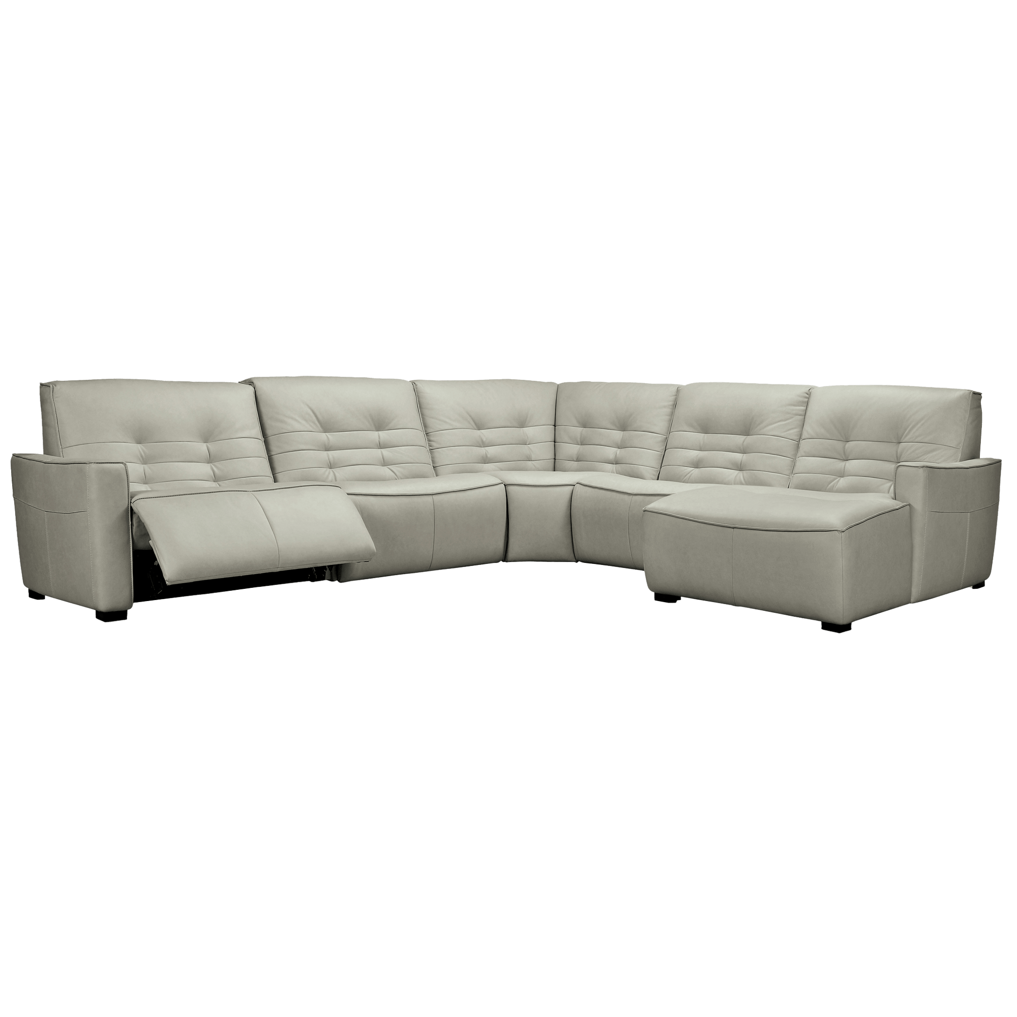 Rancell 5 - Piece Leather Upholstered Sectional, Gray - Coja