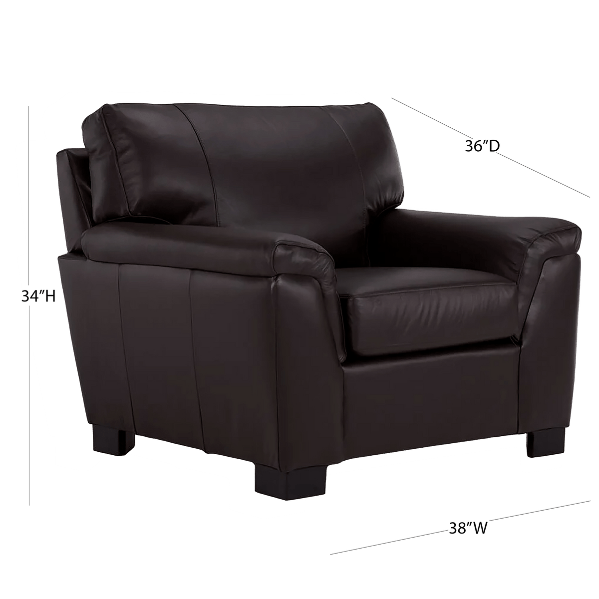 Ruston Leather Sofa and Armchair Set, Dark Brown - Coja