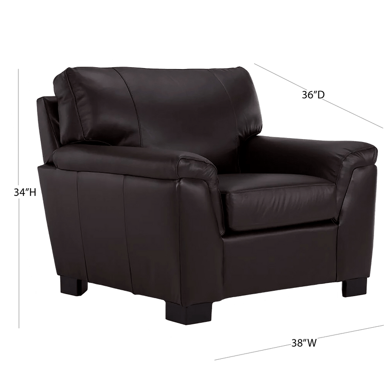 Ruston Leather Sofa and Armchair Set, Dark Brown - Coja