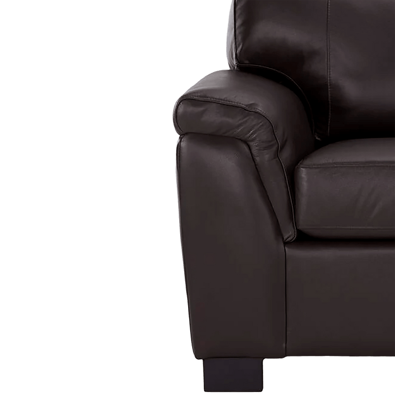 Ruston Two Piece Leather Sofa and Loveseat Set, Dark Brown - Coja
