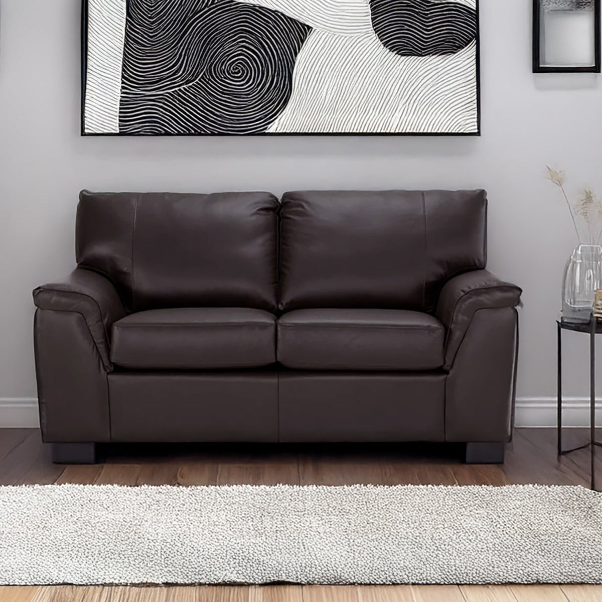 Ruston Leather Loveseat, Dark Brown - Coja