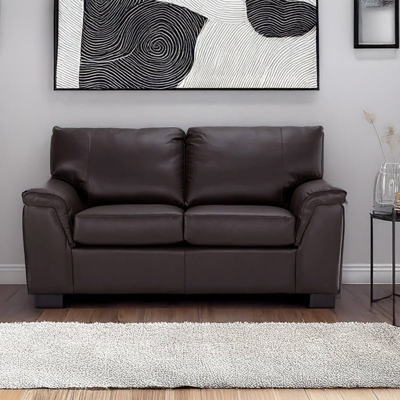 Ruston Leather Loveseat, Dark Brown - Coja