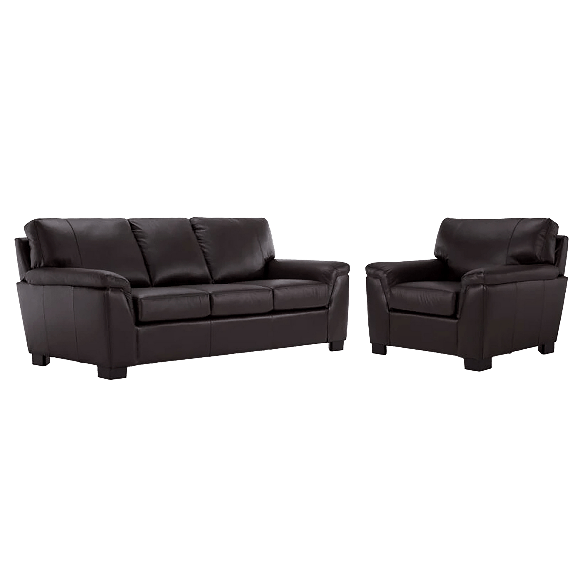 Ruston Leather Sofa and Armchair Set, Dark Brown - Coja