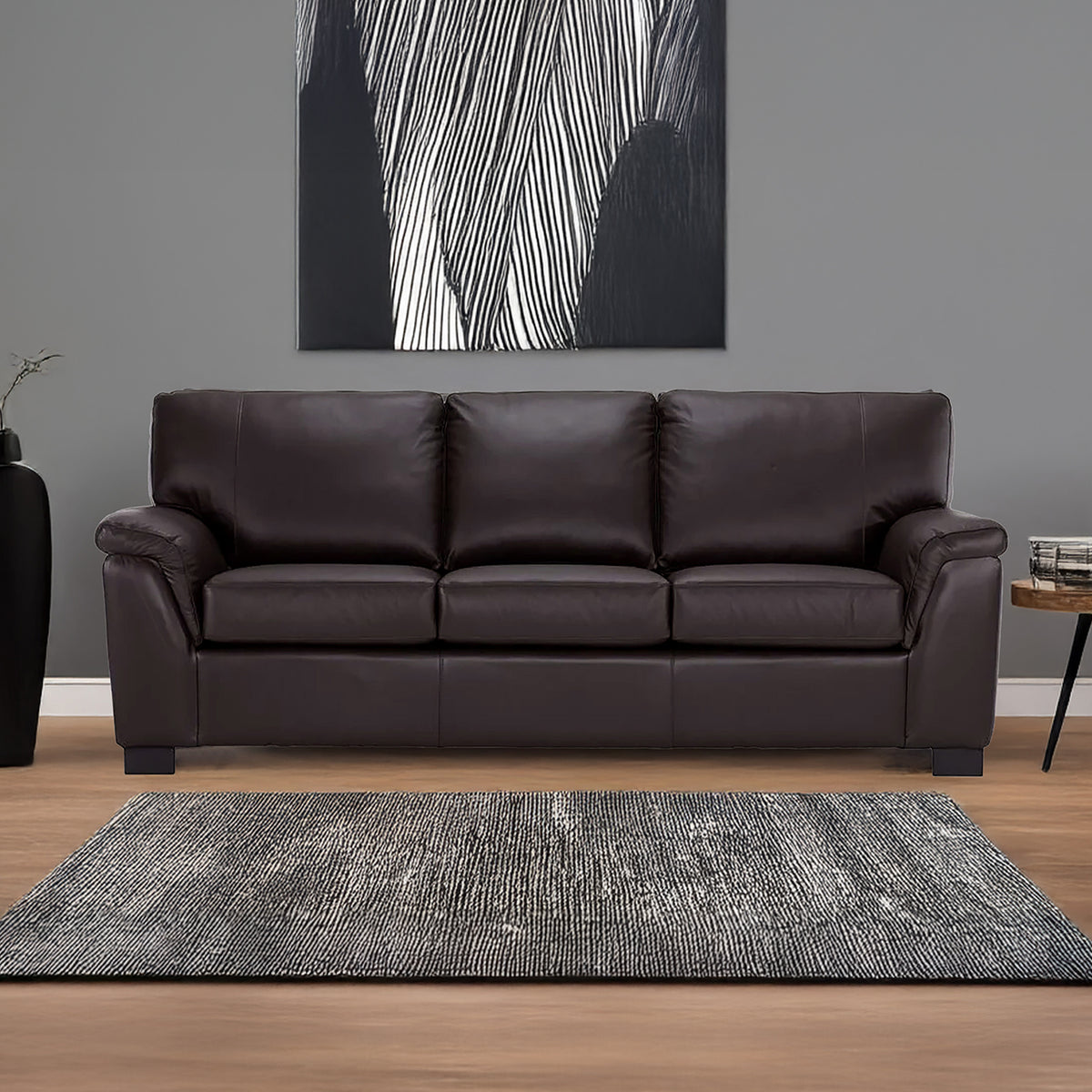 Ruston Leather Sofa, Dark Brown - Coja