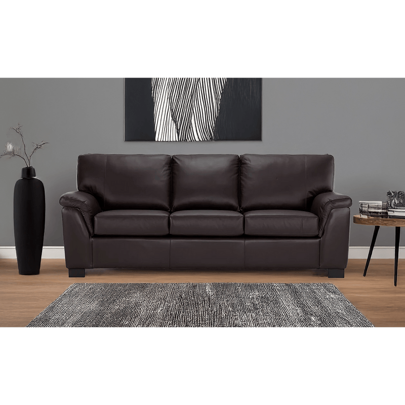 Ruston Leather Sofa, Dark Brown - Coja