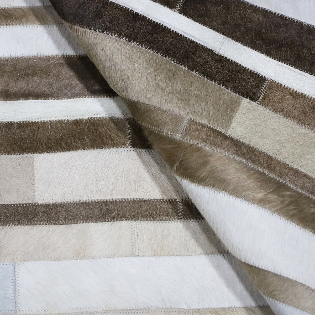 Rutile Striped Hair On Leather Rug, rectangle 8&#39; x 10&#39; - Coja