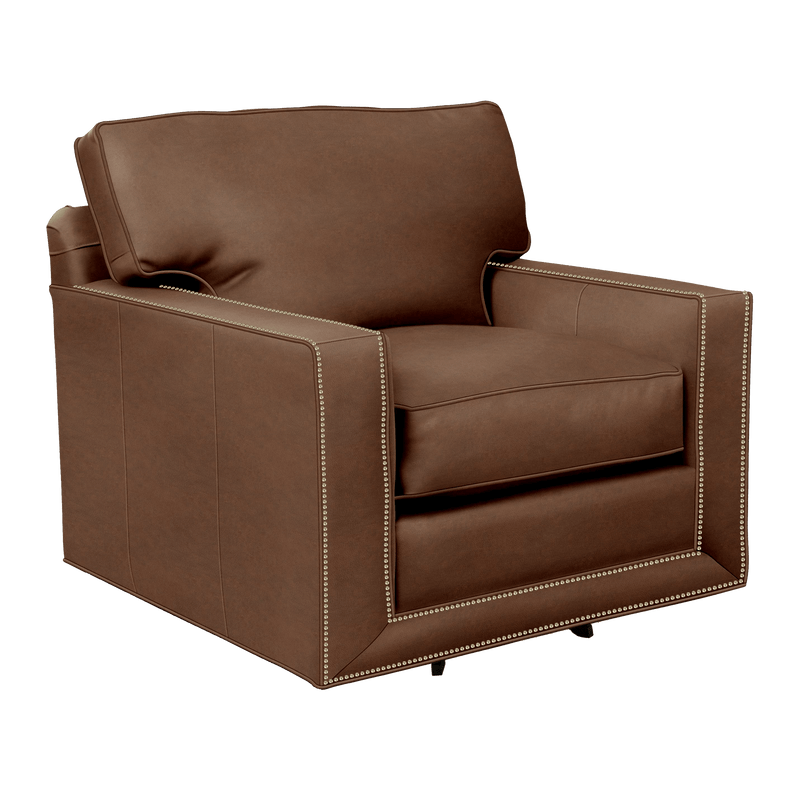 Senneka Genuine Leather Swivel Chair - Made in U.S.A. - Coja