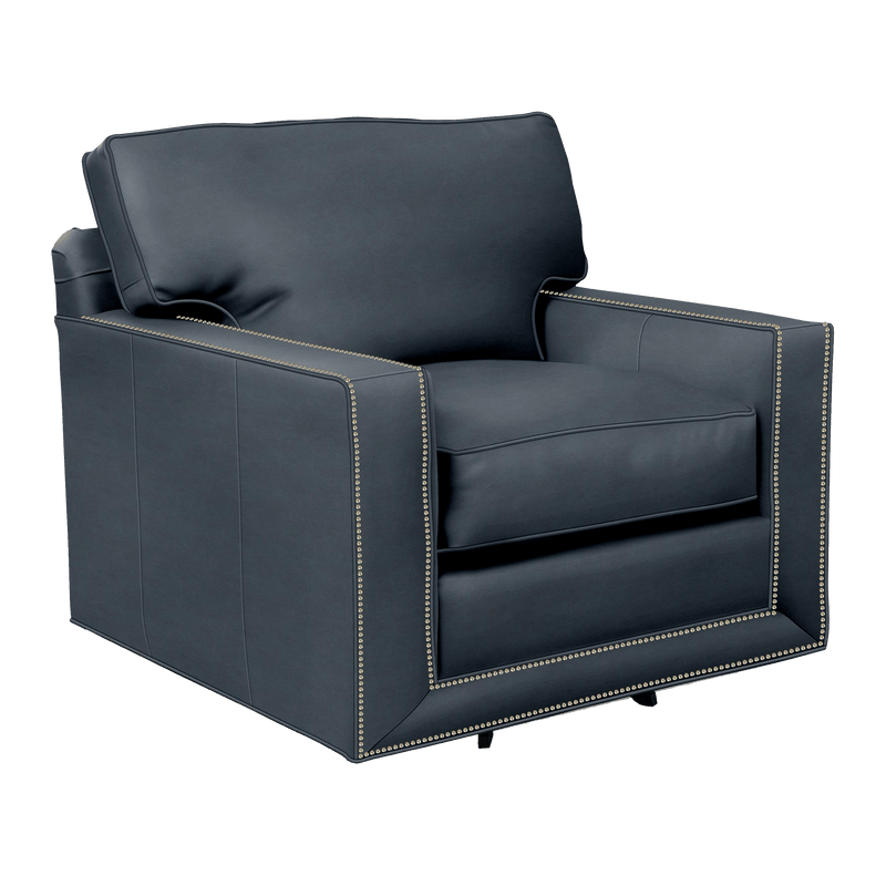 Senneka Genuine Leather Swivel Chair - Made in U.S.A. - Coja