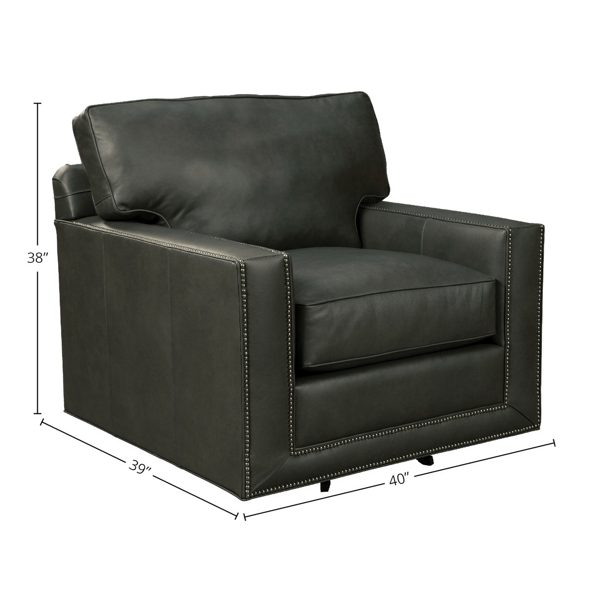 Senneka Genuine Leather Swivel Chair - Made in U.S.A. - Coja