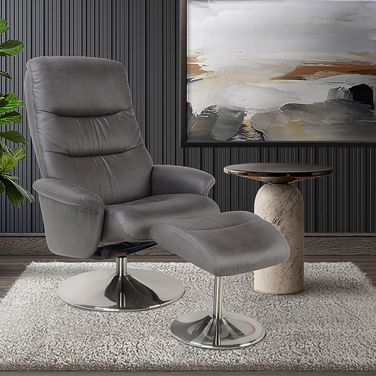 Silverdale Swivel Recliner with Matching Ottoman - Coja