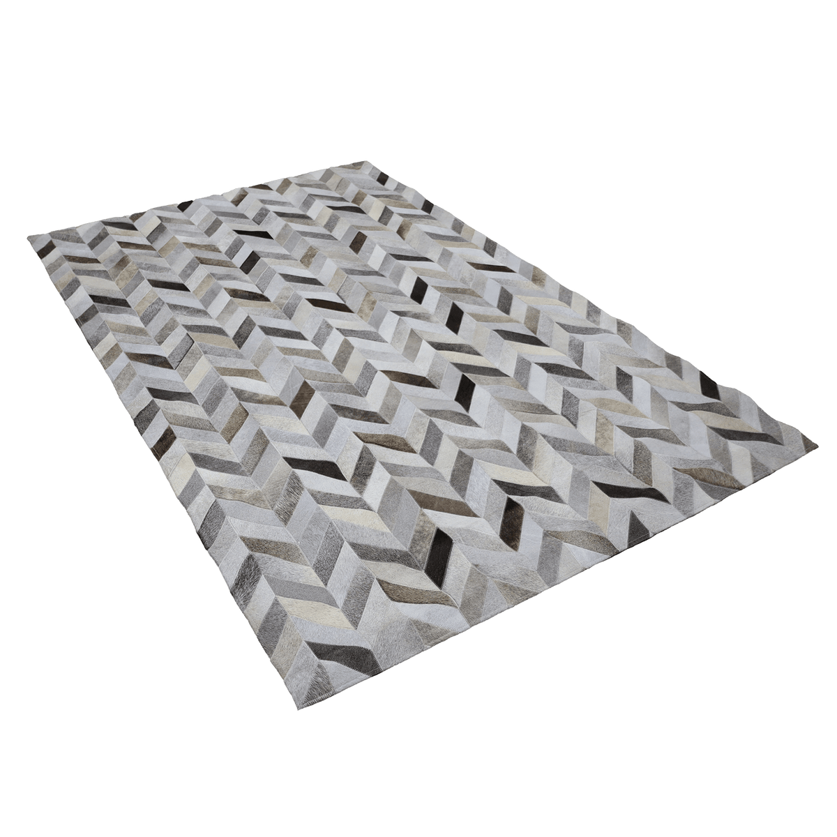 Smoky Chevron Hair On Leather Rug, Rectangle 5&#39; x 8&#39; - Coja