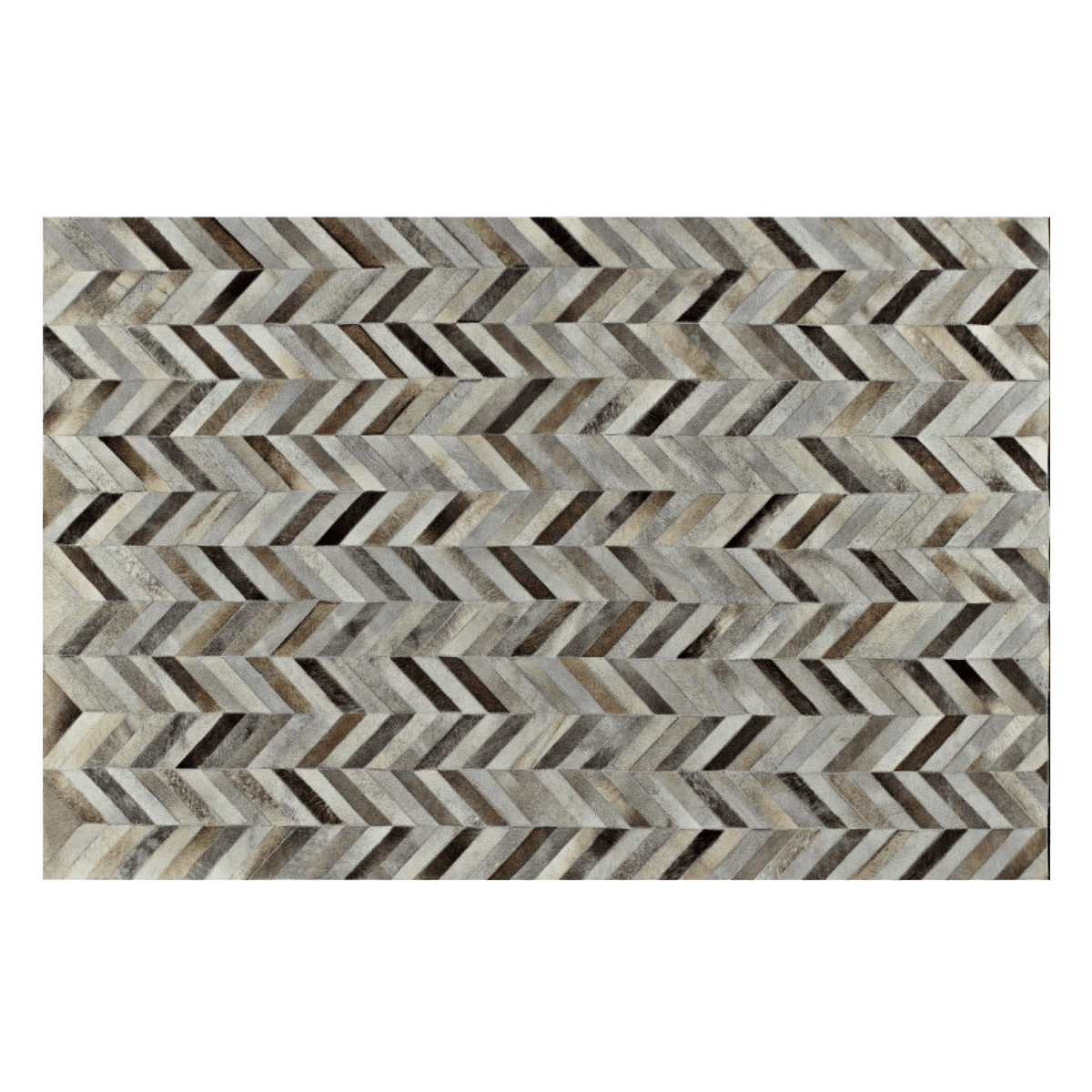 Smoky Chevron Hair On Leather Rug, Rectangle 5&#39; x 8&#39; - Coja