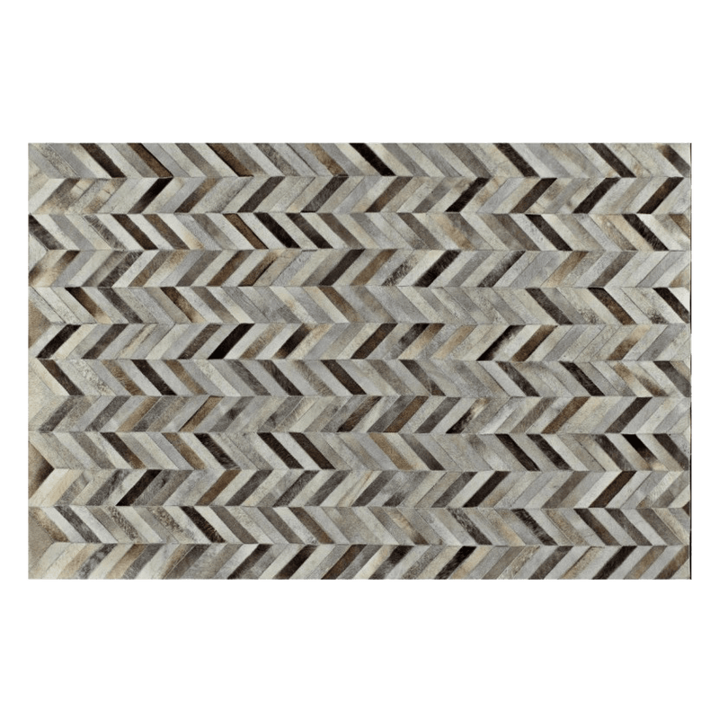 Smoky Chevron Hair On Leather Rug, Rectangle 5' x 8' - Coja