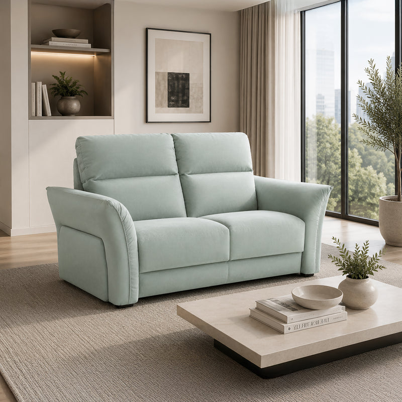 Sogno High-Back Italian Microfiber Loveseat – Seafoam - Coja