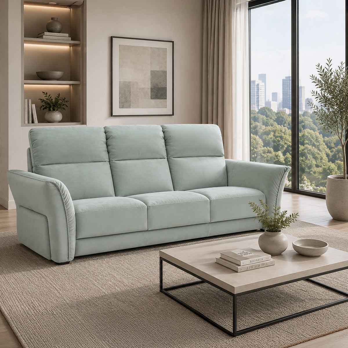 Sogno High-Back Italian Microfiber Sofa – Seafoam - Coja