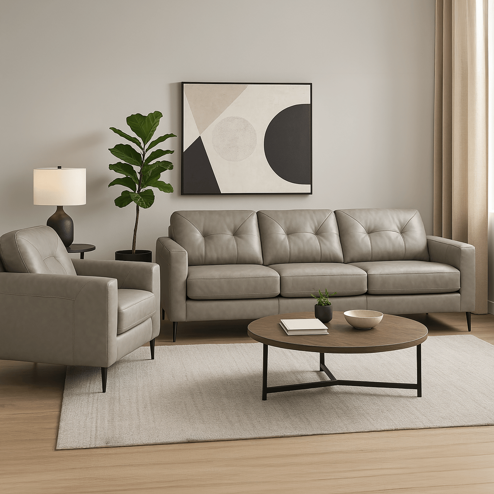 Solera Leather Sofa and Chair Set