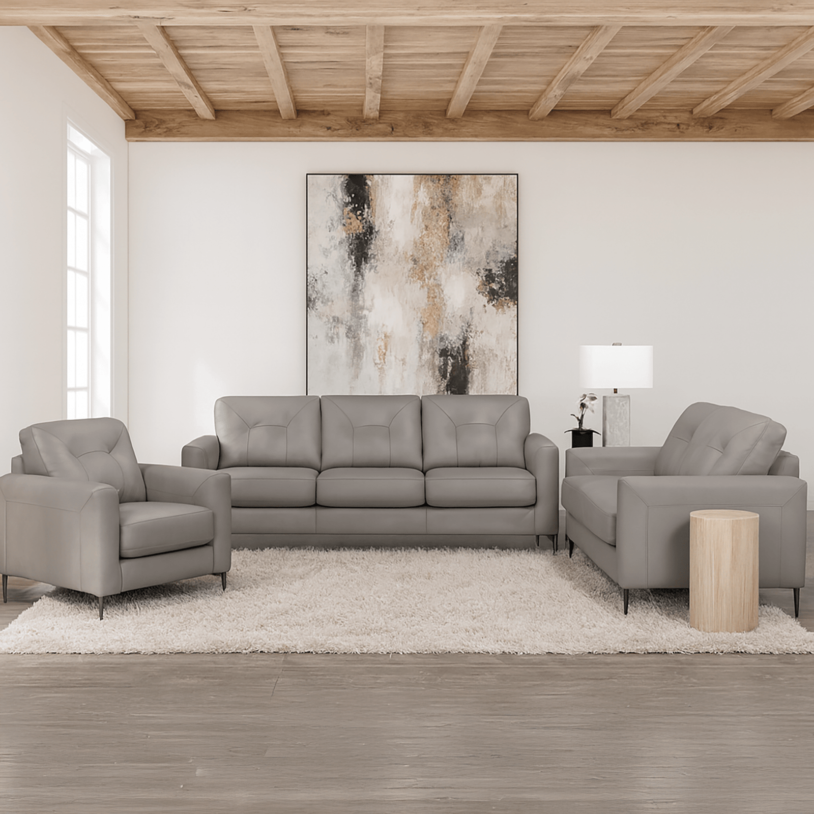 Solera Leather Sofa, Loveseat and Chair Set