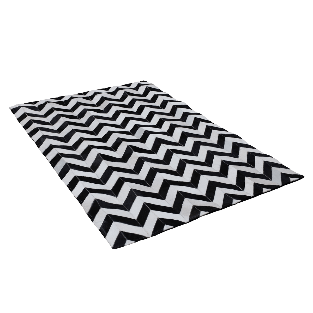 Spinel Chevron Hair On Leather Rug, Rectangle 4&#39; x 6&#39; - Coja