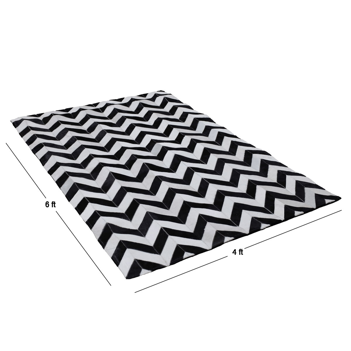 Spinel Chevron Hair On Leather Rug, Rectangle 4&#39; x 6&#39; - Coja