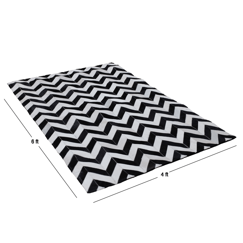 Spinel Chevron Hair On Leather Rug, Rectangle 4' x 6' - Coja