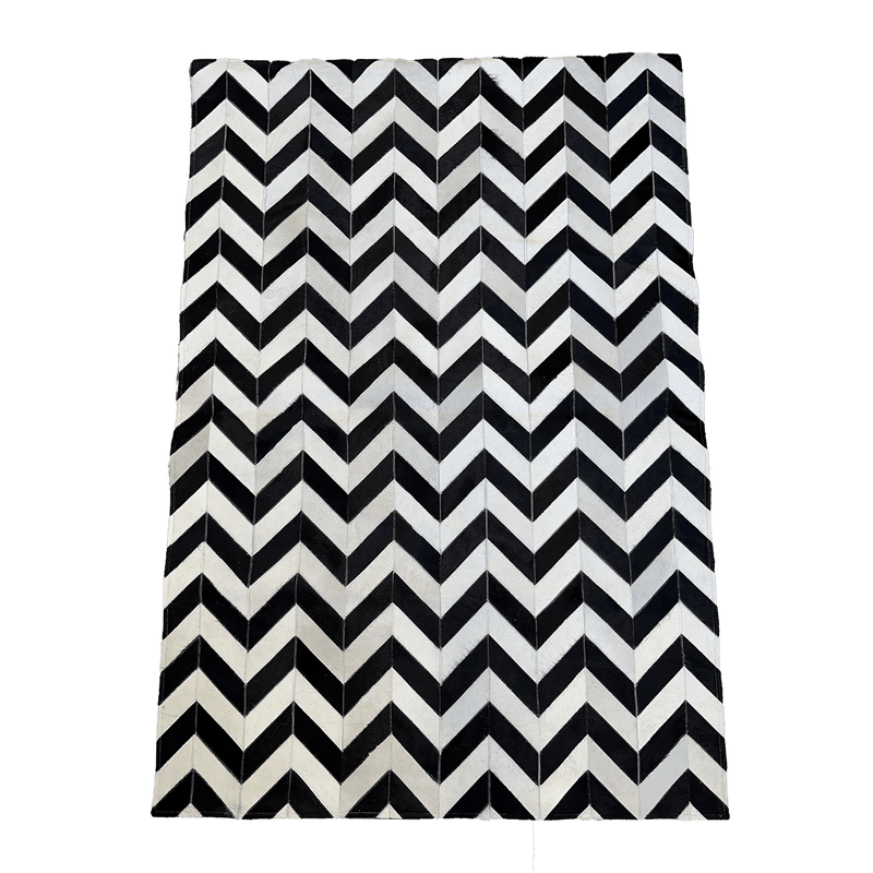 Spinel Chevron Hair On Leather Rug, Rectangle 4' x 6' - Coja