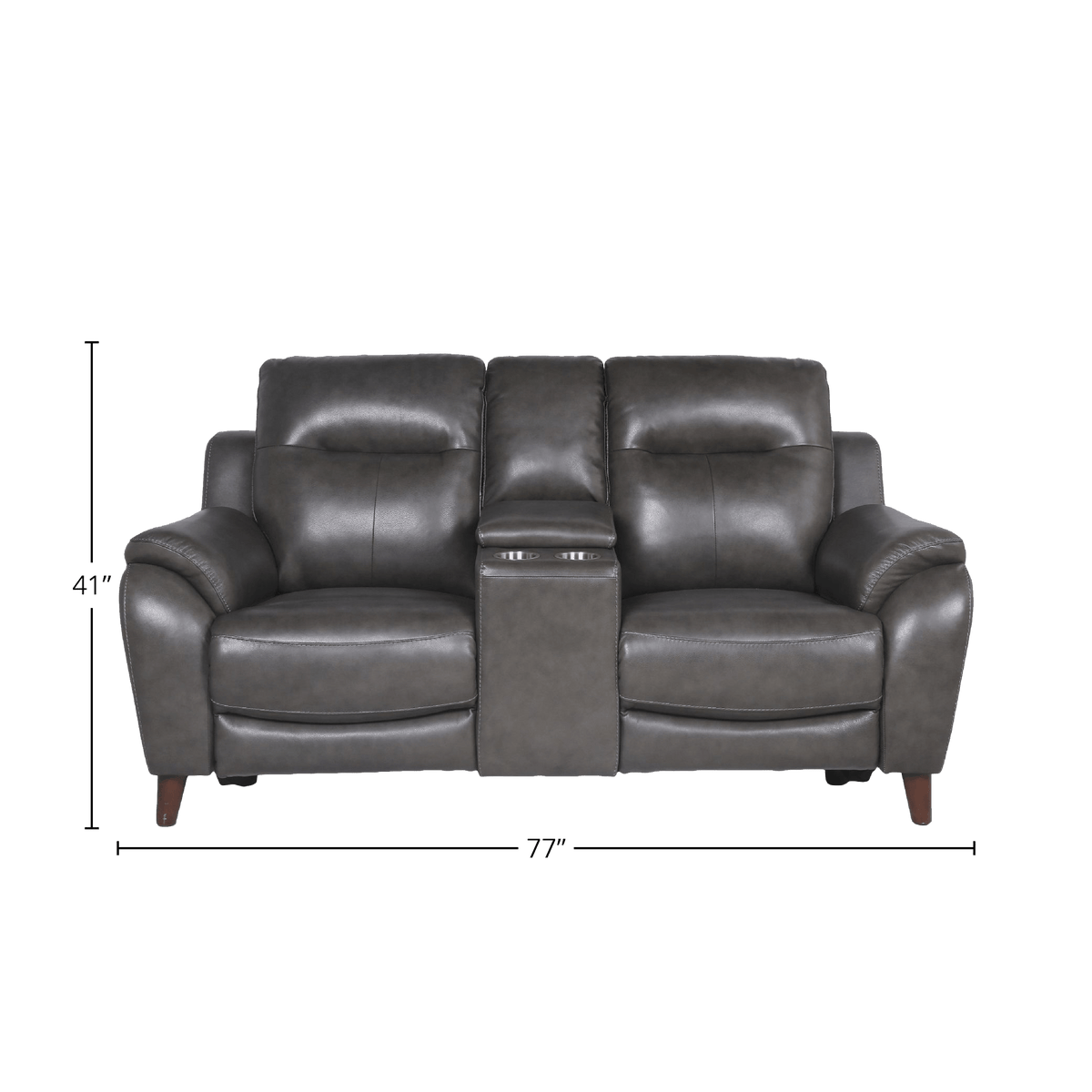 Teretta Leather Power Reclining Sofa and Loveseat Set with Articulating Headrest, Gray - Coja