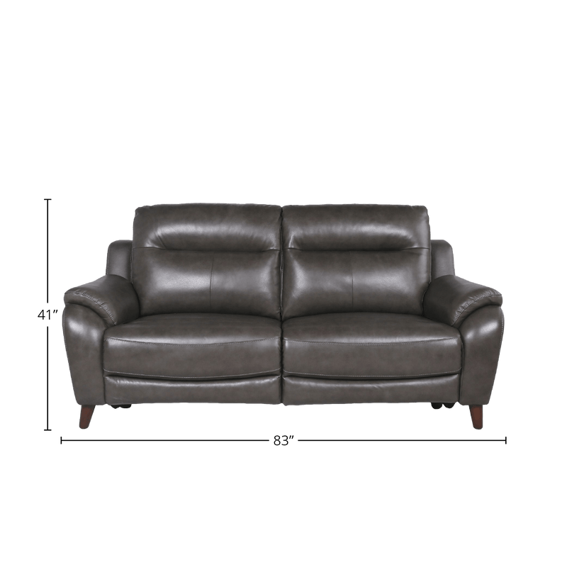 Teretta Leather Power Reclining Sofa and Loveseat Set with Articulating Headrest, Gray - Coja