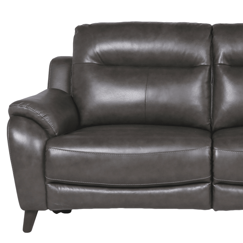 Teretta Leather Power Reclining Sofa and Loveseat Set with Articulating Headrest, Gray - Coja