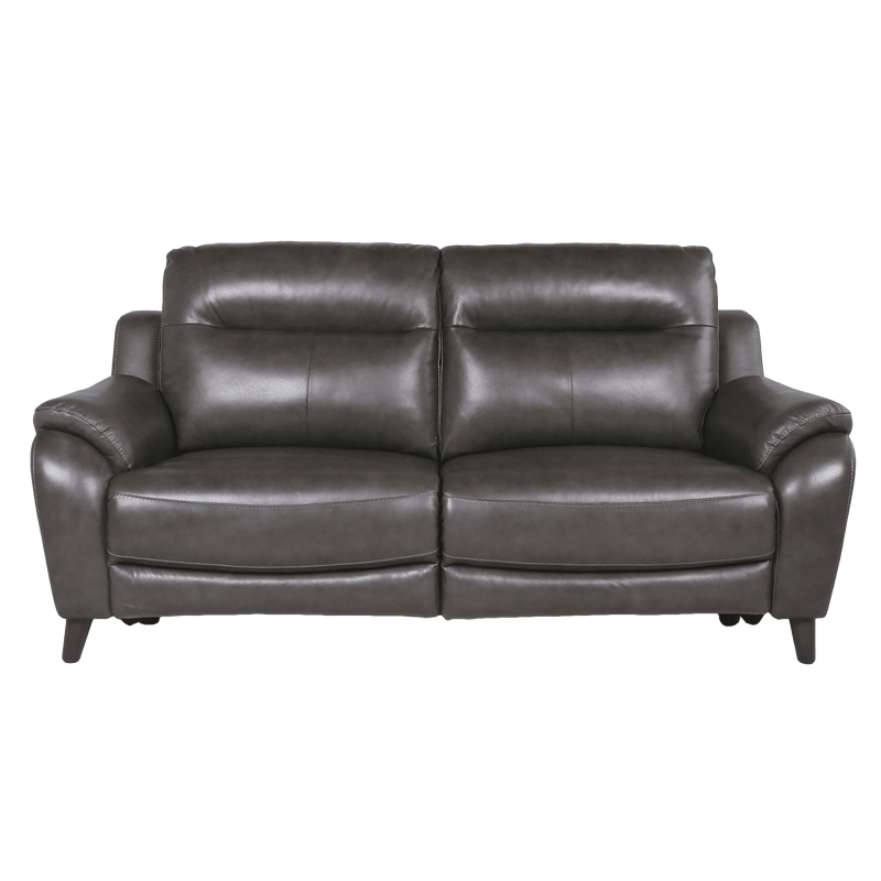 Teretta Leather Power Reclining Sofa and Loveseat Set with Articulating Headrest, Gray - Coja