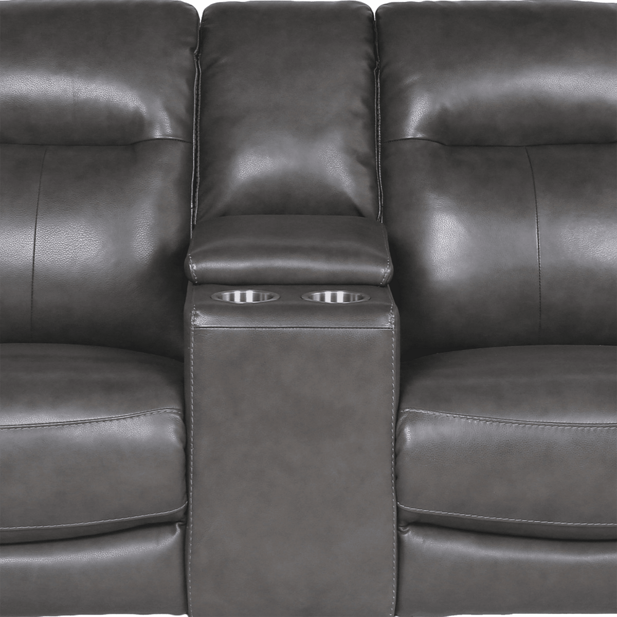 Teretta Leather Power Reclining Sofa and Loveseat Set with Articulating Headrest, Gray - Coja