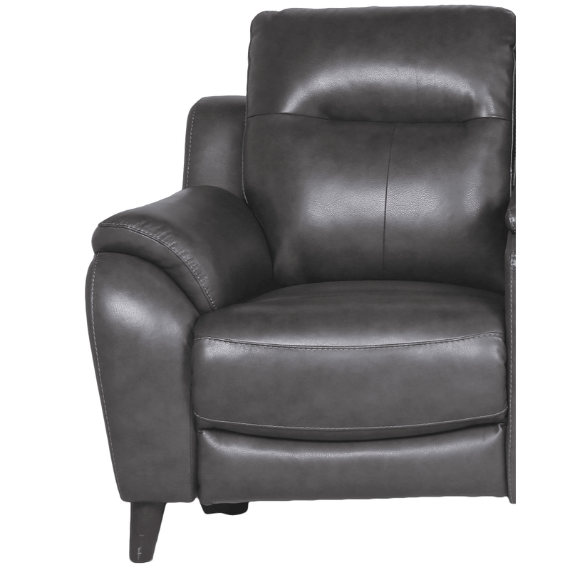 Teretta Leather Power Reclining Sofa and Loveseat Set with Articulating Headrest, Gray - Coja