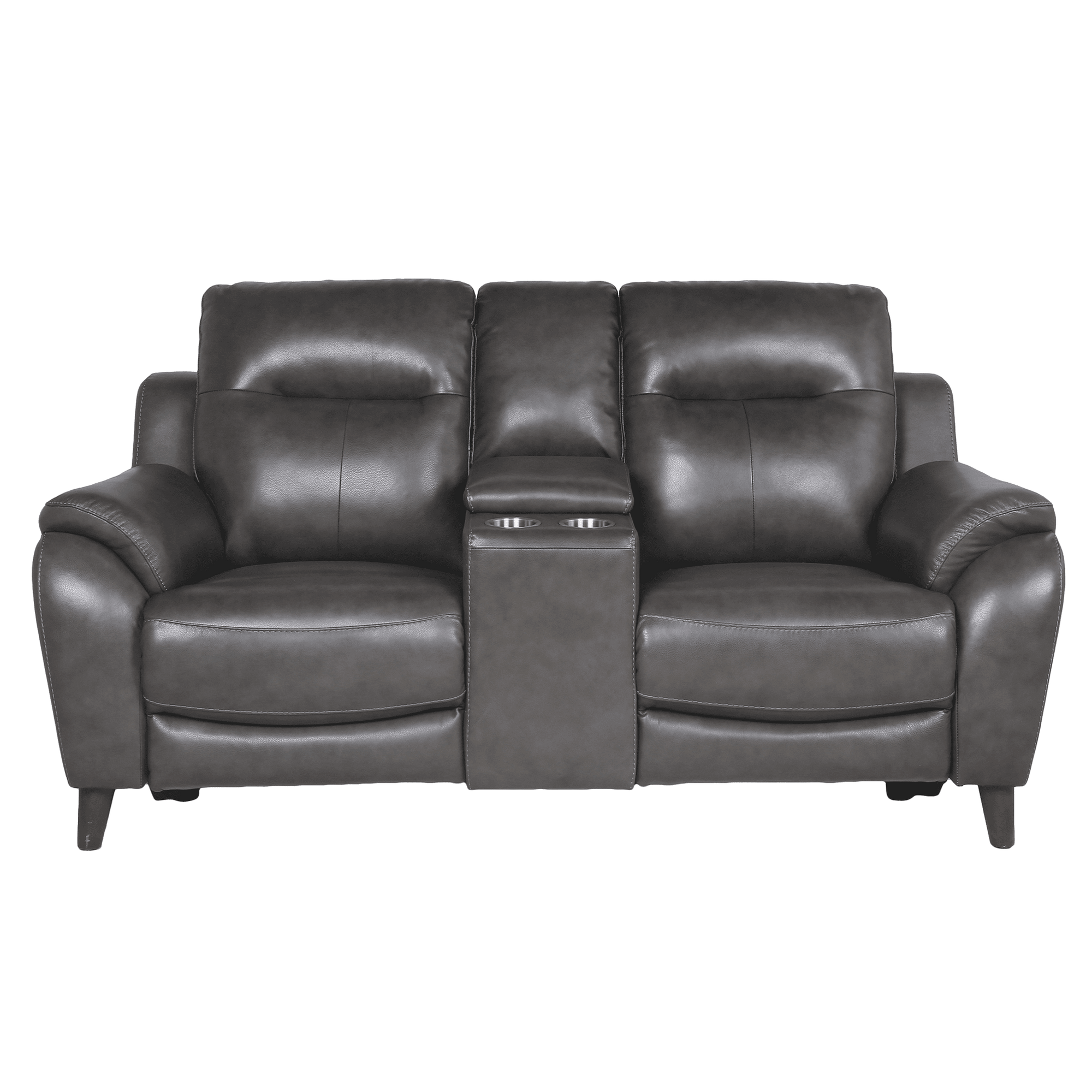 Teretta Leather Power Reclining Loveseat with Articulating Headrest, Gray - Coja