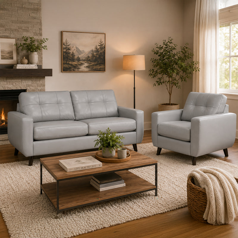 Tiena Leather Sofa and Chair Set - Coja
