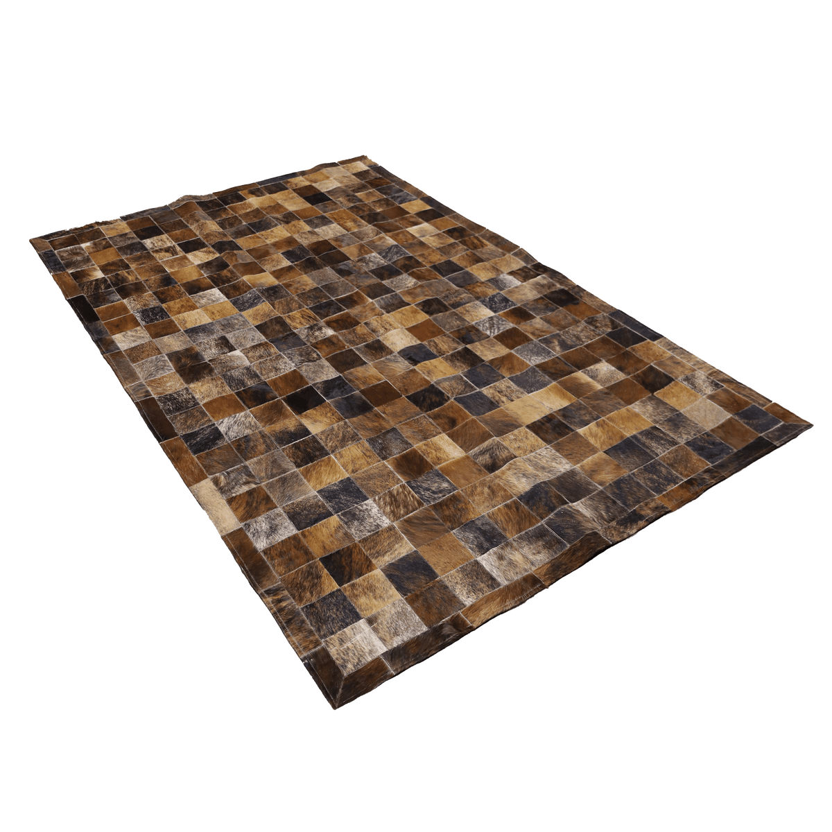 Tourmaline Plaid Hair On Leather Rug, Rectangle 5&#39; x 8&#39; - Coja