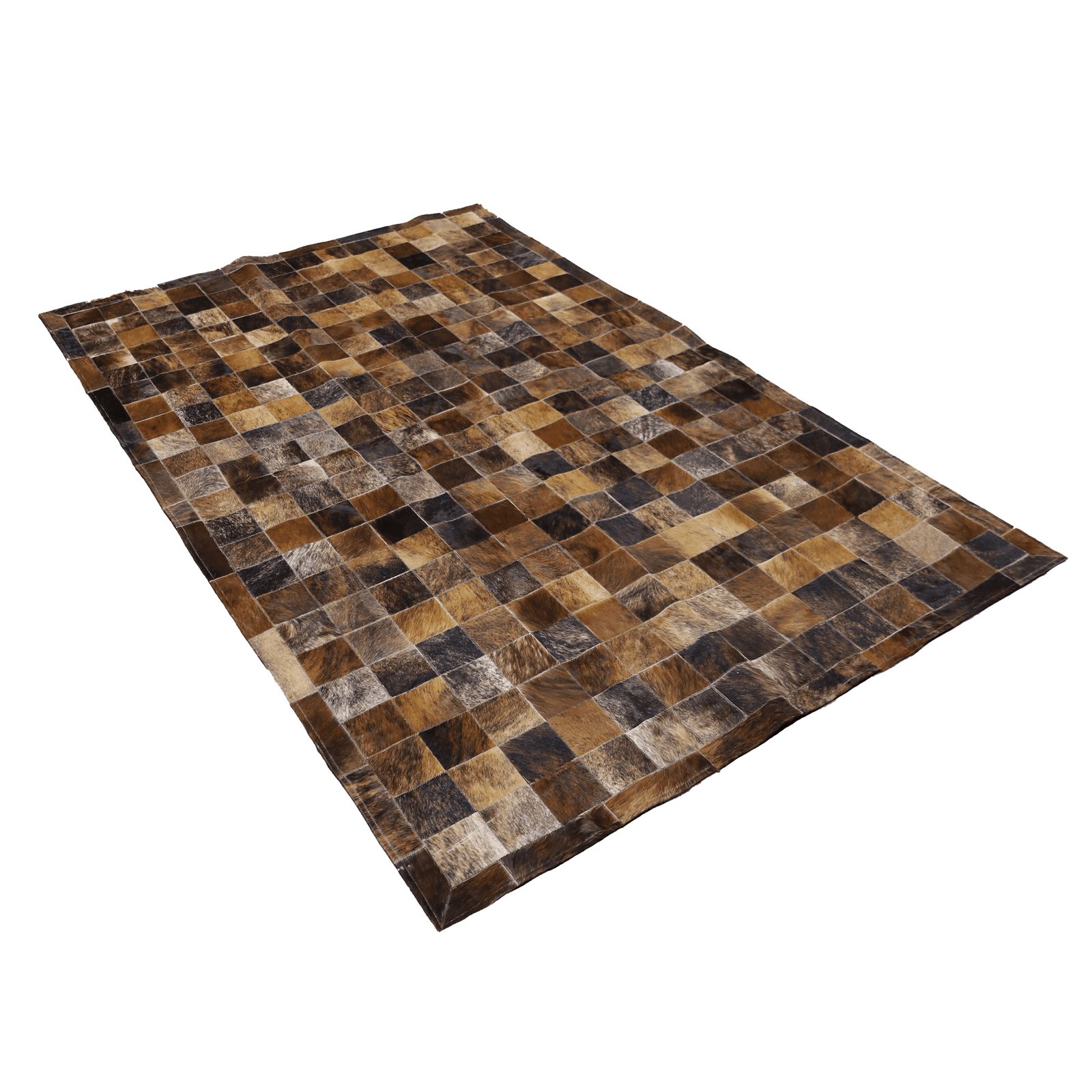 Tourmaline Plaid Hair On Leather Rug, Rectangle 5' x 8' - Coja
