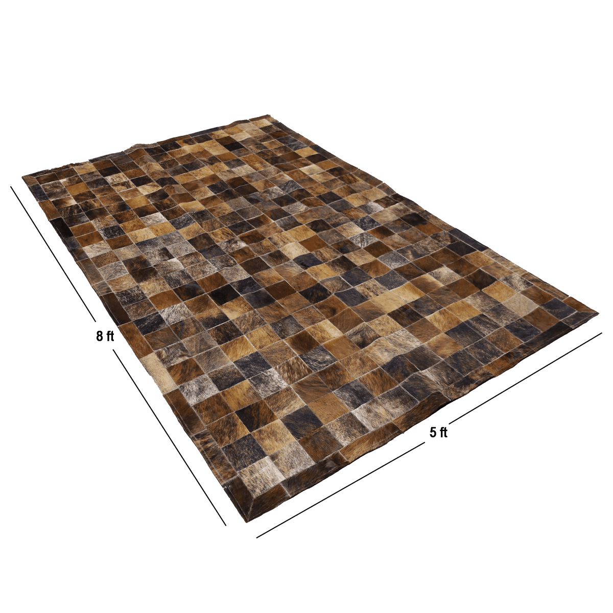 Tourmaline Plaid Hair On Leather Rug, Rectangle 5&#39; x 8&#39; - Coja