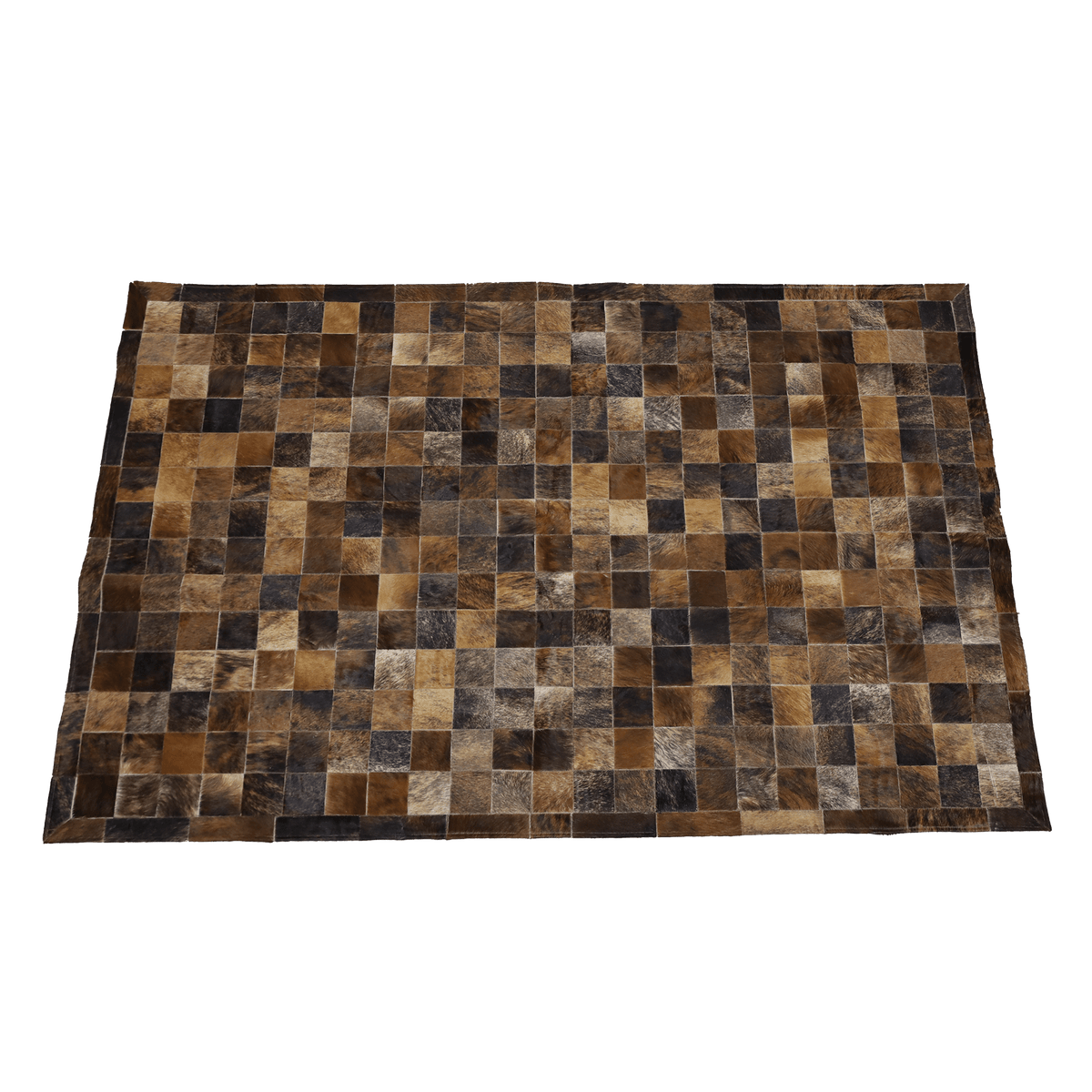 Tourmaline Plaid Hair On Leather Rug, Rectangle 5&#39; x 8&#39; - Coja