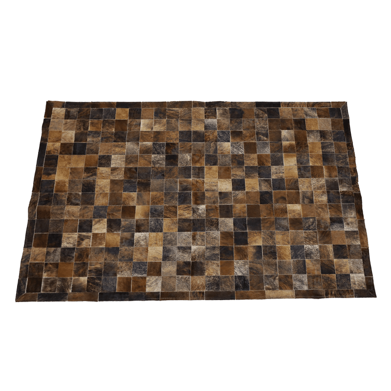 Tourmaline Plaid Hair On Leather Rug, Rectangle 5' x 8' - Coja