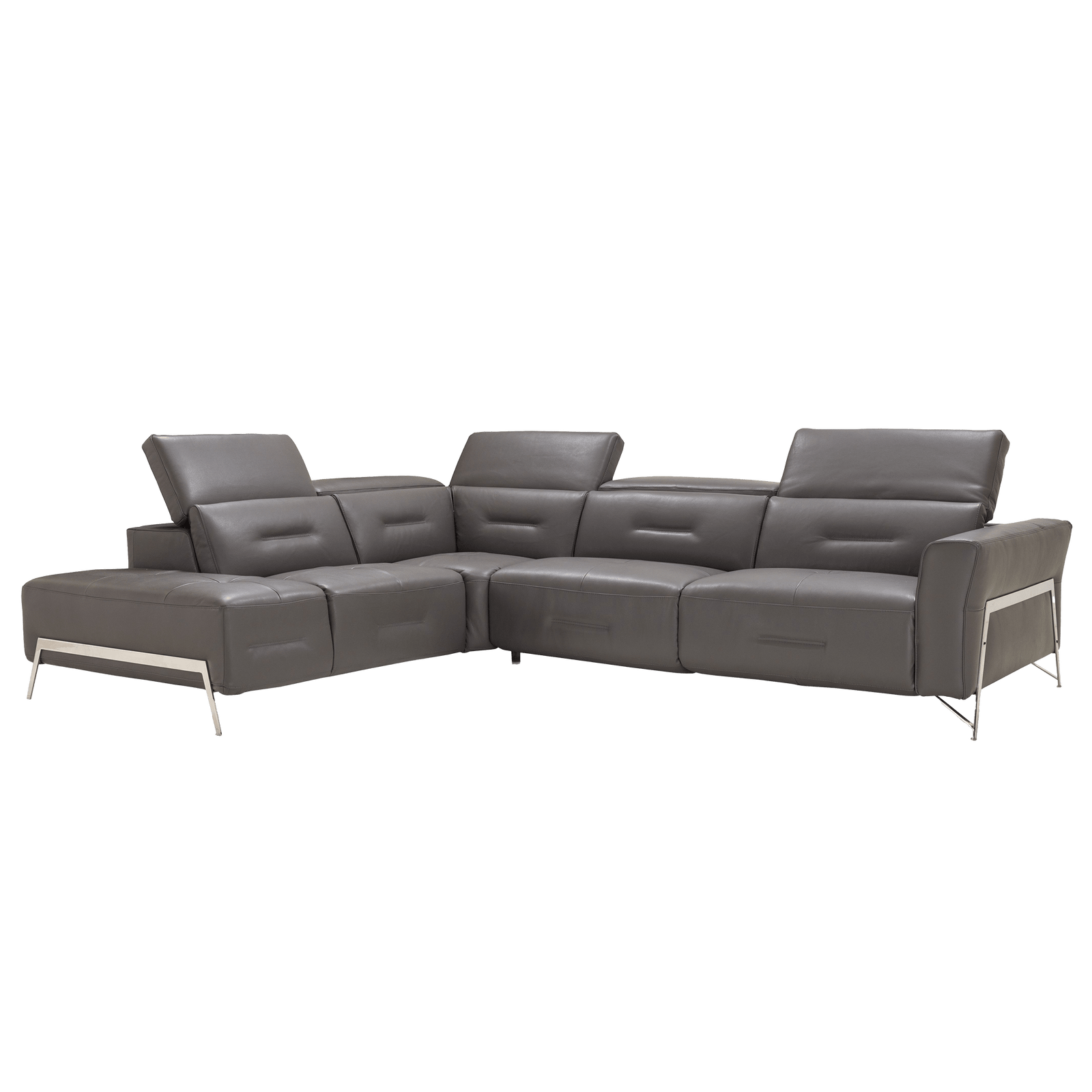 Tramonto Italian Leather Power Reclining Sectional – Dark Gray