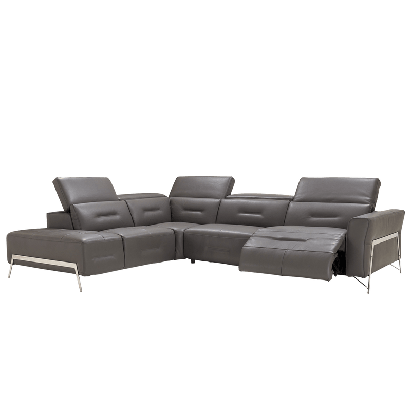 Tramonto Italian Leather Power Reclining Sectional – Dark Gray - Coja