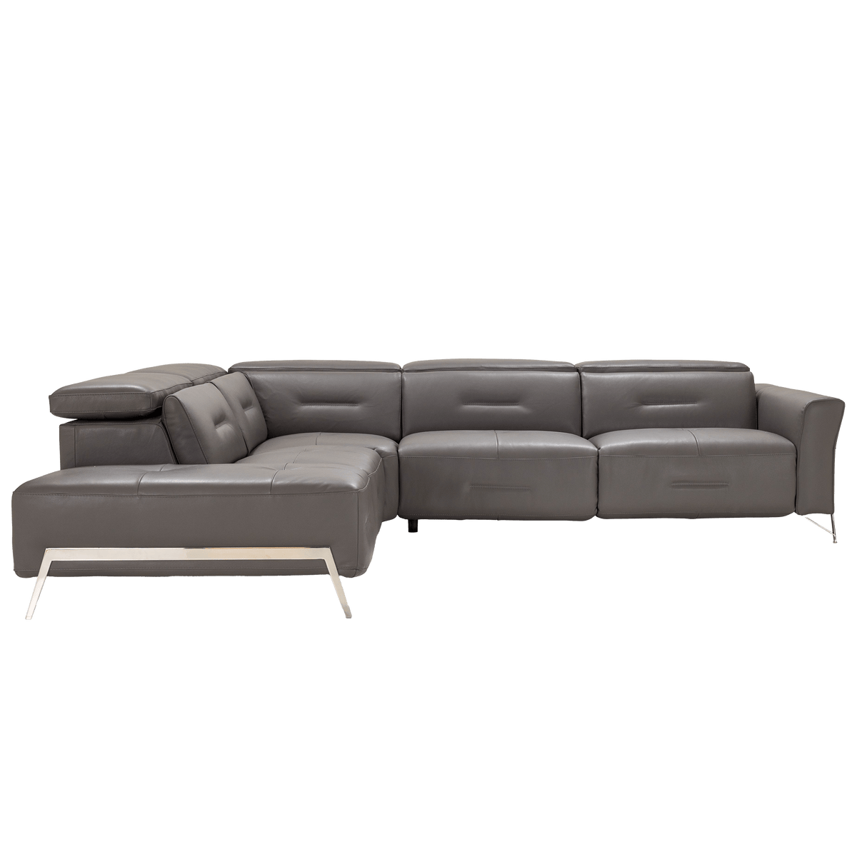 Tramonto Italian Leather Power Reclining Sectional – Dark Gray - Coja