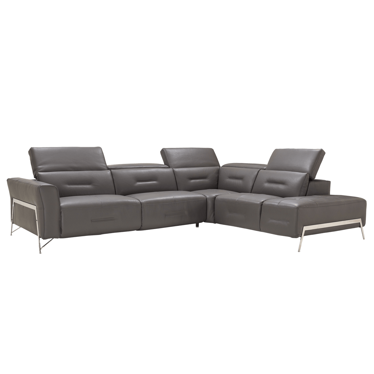 Tramonto Italian Leather Power Reclining Sectional – Dark Gray - Coja
