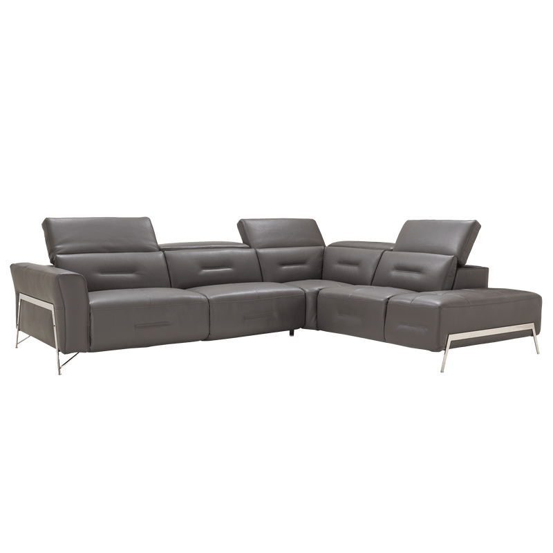 Tramonto Italian Leather Power Reclining Sectional – Dark Gray - Coja