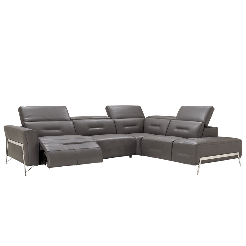 Tramonto Italian Leather Power Reclining Sectional – Dark Gray - Coja